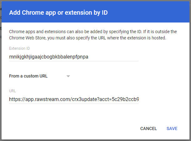 Chrome Deployment Dialog