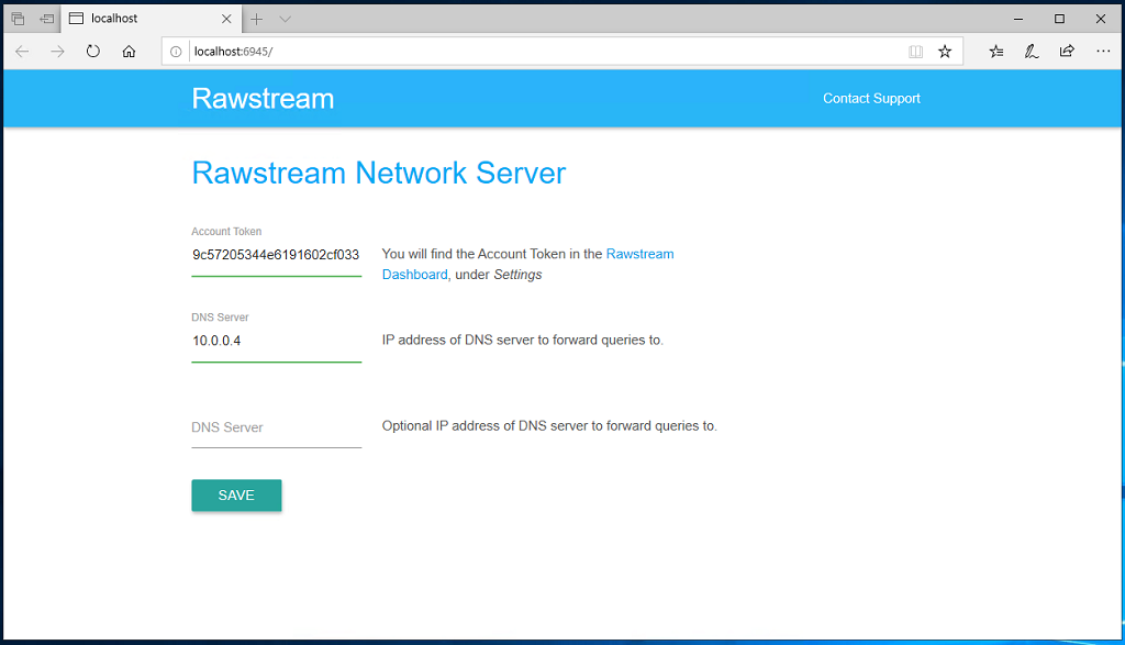 Rawstreamn Network Server dashboard